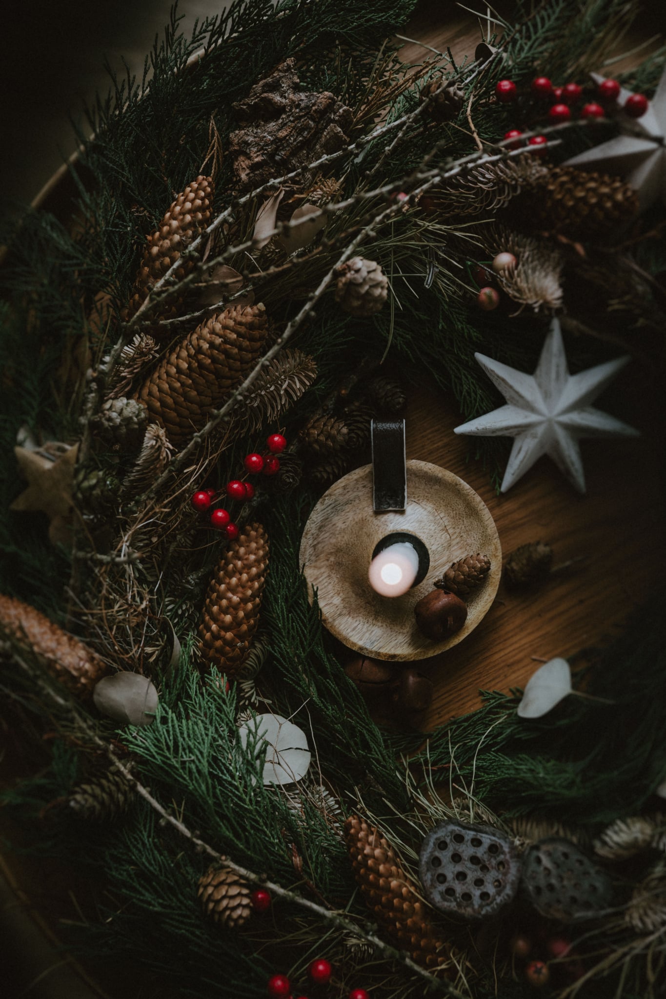 Vánoční věnec s osvětlením